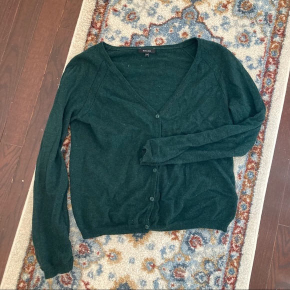 RW&Co vneck cardigan rich emerald green - Picture 1 of 5